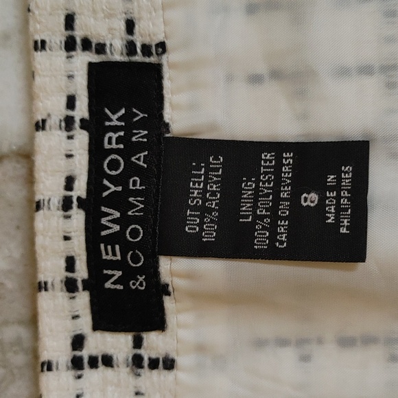 New York  Co Boucle ivory Black Short Skirt with fringe Sz 8 - Picture 5 of 11